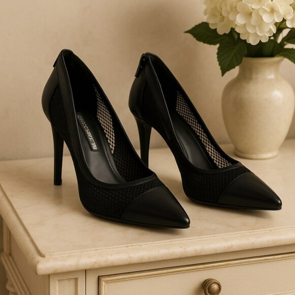 BCBGeneration Black Mesh Heels - Picture 1 of 9